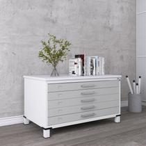 Mapoteca Mont 5 Gavetas 71,3cm x 120,4cm Aço Branco/Cinza Mapoteca Mont 5 Gavetas 71,3cm x 120,4cm Aço Branco/Cinza