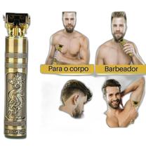 Máq. Cortar Cabelo/Barba Dragão Buda Profissional Dourado