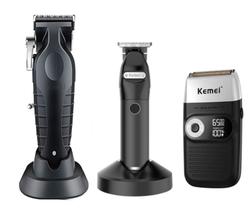 Máq.de Cortar Cabelo Prof.Kemei Km 2296 + Maq.de Acab. 1753 + Shaver 2026
