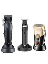 Máq.de Cortar Cabelo Prof.Kemei Km 2296 + Maq.de Acab. 1753 + Shaver 3209