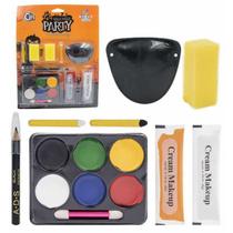 Maquiagem 10 Peças Halloween Conjunto Kit Com Tapa Olho Batom Paleta Lápis