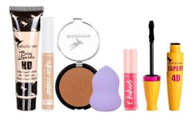 Maquiagem Base Pó Compacto Blush Rímel Esponja Pele Morena Maquiagem Base Pó Compacto Blush Rímel Esponja Pele Morena