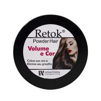 Maquiagem Capilar Retok Powder Hair 20gr Castanho Anaconda Falhas Cabelos brancos Fios Ralos