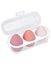 Maquiagem Esponja Caso Liquidificador Beleza Fundação Titular Mistura Esponja Ovo Set Maquiagem Esponja Molhada E Caixa Seca Caixa de Armazenamento Ovo Esponja Organizador Meias Recheios Presente para Mulheres (3pcs-Pink série)