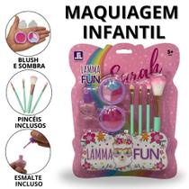 Maquiagem Infantil Com Pincel Make De Criança Maquiagens De Crianças Estojo de Makes Menina Maquiagem Infantil Com Pincel Make De Criança Maquiagens De Crianças Estojo de Makes Menina