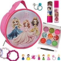 Maquiagem Infantil Kit com Bolsinha, Paleta de Sombras, Batom, Gloss, Pincel e mais acessórios