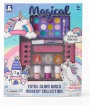 Maquiagem Infantil Kit Unicorn Magical Total Glam Girls, com Sombras, Esmaltes e Acessórios