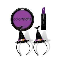 Maquiagem P/ Festa Halloween Roxo Dia Das Bruxas Com 2 Tiaras 3D