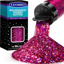 Maquiagem para unhas Glitter LEOBRO Red Holographic 160g de resina artesanal