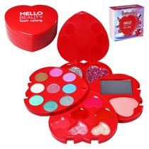 Maquiagem Teen Coração 9 Sombras e Espelho - Hello Beauty Love Colors Maquiagem Teen Coração 9 Sombras e Espelho - Hello Beauty Love Colors
