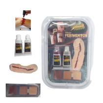 Maquiagem Terror Para Halloween Sangue Falso Ferida Grande - Rostinho Pintado