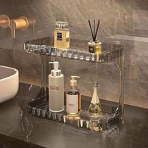 Maquiagem transparente Organizer Rack, grande capacidade, 2 camadas, organizador cosmético, banheiro