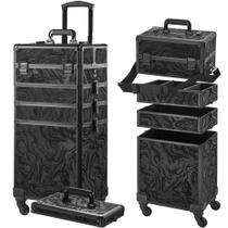 Maquilhagem Train Case Somduy 5 em 1 Rolling Black Organizer Maquilhagem Train Case Somduy 5 em 1 Rolling Black Organizer