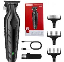 Maquina Acabamento Aparador Barbear Profissional Preto Usb Preto
