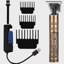 Maquina Acabamento Cabelo Barbeiro Profissional Dourada DRAGÃO