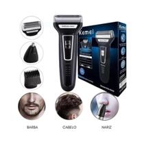 Maquina Aparelho Barbeador P/ Barba Nariz Cabelo 3 Em 1 Kemei Shaver Km-6558