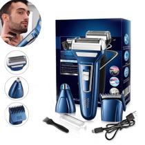 Máquina Barbear 3x1 Barba Nariz Cabelos Pelos Bivolt Recarregavel