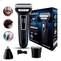 Máquina Barbear Profissional - Kemei 3 Em 1 Lâminas Precisão Máquina Barbear Profissional - Kemei 3 Em 1 Lâminas Precisão
