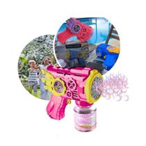 Maquina Brinquedo De Fazer Bolinha De Sabão Pistola Arma Bolha De Sabão Automática Bubble Gun C Luz