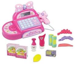 Máquina Caixa Registradora Infantil Rosa + Acessórios