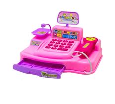 Máquina Caixa Registradora Infantil Som Luz E Acessórios Rosa