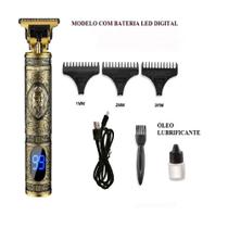 Máquina Cortar Acabamento Dragão Perfect Barber Lcd Digital