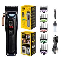 Máquina Cortar Cabelo Profissional Recarregável HTC AT-735 2 Velocidades Visor LED
