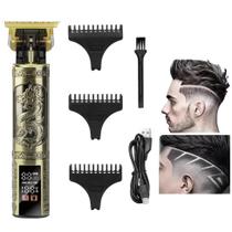 Máquina Cortar Cabelo Profissional Sem Fio 4 Pentes USB C Recarregável Display LED