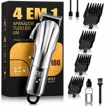 Maquina Cortar Cabelo Profissional Sem Fio Visor LCD Lamina Titanio Recarregavel USB 4 Pentes 180 Minutos Bivolt Maquina Cortar Cabelo Profissional Sem Fio Visor LCD Lamina Titanio Recarregavel USB 4 Pentes 180 Minutos Bivolt