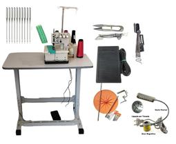 Maquina Costura Galoneira 3 Agulhas+mesa+Kit 16 Acessórios