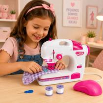 Maquina Costura Infantil Pano Movimento de Verdade Linha Luz