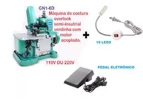 Maquina Costura Overlock +Led+pedal Eletrônico-110V