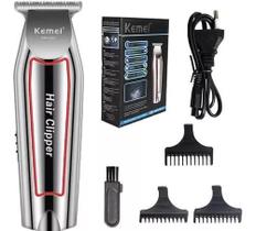 Máquina de Acabamento Cortar Cabelo Barba Barbeador Profissional Recarregável Original Kemei KM-032