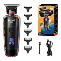 Máquina de Acabamento Profissional Barbearia Kemei MAX 5090 Recarregável 110-220v