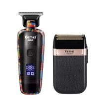 Máquina de Acabamento + Shaver Kit kemei Barbeiro Barbearia Profissional
