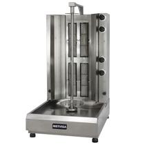 Máquina de Assar Churrasco Grego á gás Metvisa 4 Queimadores Espeto Rotativo Gabinete Inox ACGE4
