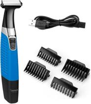 Maquina De Barbear Aparador De Pelos Depilador Recarregável Kemei Azul