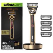Máquina de barbear aquecida Gillette Labs Gold Edition com 5 recargas de lâminas Máquina de barbear aquecida Gillette Labs Gold Edition com 5 recargas de lâminas