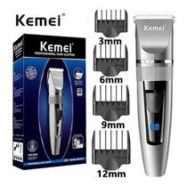 Máquina de Barbear Cortar Cabelo Kemei Display LCD KM-5519 - Original