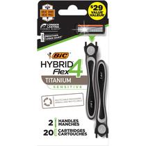 Máquina de barbear descartável BIC Flex 4 Hybrid masculina com 2 alças e 20 cartuchos