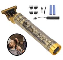 Maquina de Barbear do Dragão para Acabamento Dourada Vintage com Bateria Recarregável Sem Fio