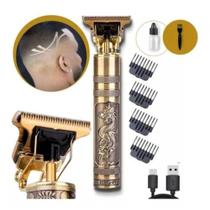 Máquina De Barbear E Cortar Cabelo Profissional Sem Fio Premium Cor Dourado