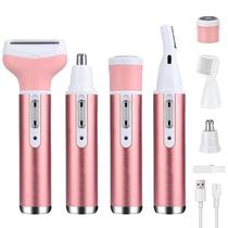 Máquina de barbear elétrica 4 em 1 para depilação indolor, recarregável para mulheres Máquina de barbear elétrica 4 em 1 para depilação indolor, recarregável para mulheres