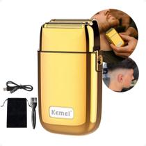 Maquina de Barbear Recarregável Metal Kemei KM TX1 Silver