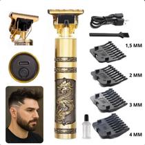 Máquina de Barbear Sem Fio Cortador Profissional, Dragão Dourado para Barba