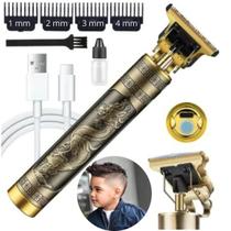 Máquina de Barbear Sem Fio Cortador Profissional para Cabelo e Barba Dragão Dourado