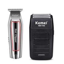 Máquina de Barbear Shaver + Aparador de Pelos Kemei 032 -1102 Recarregável