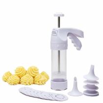 Máquina de Biscoitos Manual com 18 Moldes para Cookies Plástico Uso Doméstico Branco Yeet