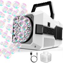 Máquina de bolhas Smlau alimentada por USB e pilhas com luzes RGB Máquina de bolhas Smlau alimentada por USB e pilhas com luzes RGB