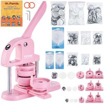 Máquina de botões VEVOR 3 em 1 25/32/58 mm com 300 peças rosa